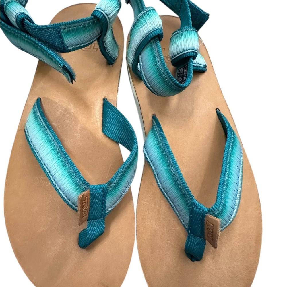 Teva Thong Ombre Sandals Teal/Blue Size 7 NWOT adjustable strap - Picture 2 of 8